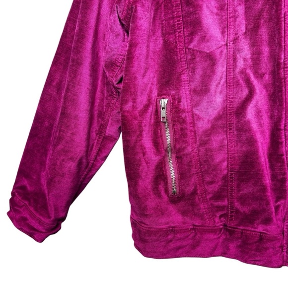 Free People Velvet Fuchsia Women’s Trucker Zip Up Jacket Sz M/L - Picture 6 of 14